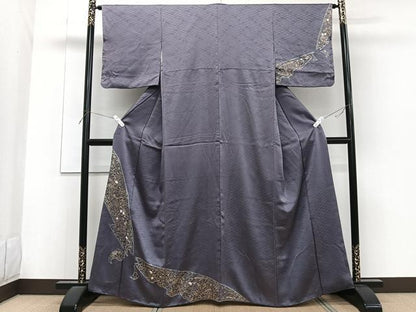 平和屋着物■訪問着　絞り　草花文　暈し染め　金彩　正絹　逸品　CABF8185xi