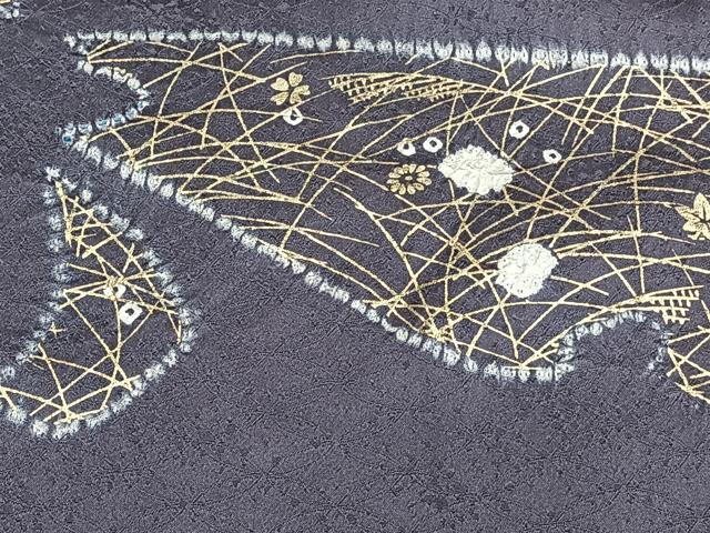 平和屋着物■訪問着　絞り　草花文　暈し染め　金彩　正絹　逸品　CABF8185xi