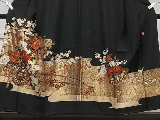 平和屋着物■豪華黒留袖　作家物　花車文　金彩　正絹　逸品　CABF8186xi