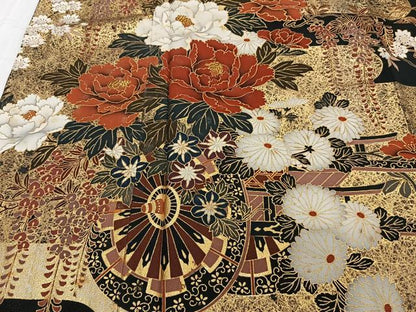 平和屋着物■豪華黒留袖　作家物　花車文　金彩　正絹　逸品　CABF8186xi