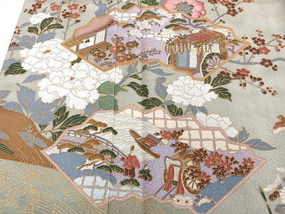 平和屋着物■訪問着　飛鳥風景人物花文　金彩　正絹　逸品　CABF8190xi