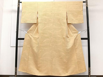 平和屋着物■上質な色無地　紋意匠　萱草色　正絹　逸品　CABF8191xi