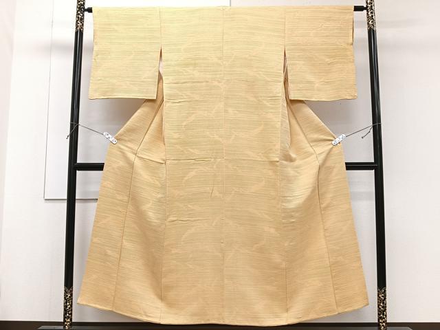 平和屋着物■上質な色無地　紋意匠　萱草色　正絹　逸品　CABF8191xi