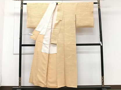 平和屋着物■上質な色無地　紋意匠　萱草色　正絹　逸品　CABF8191xi