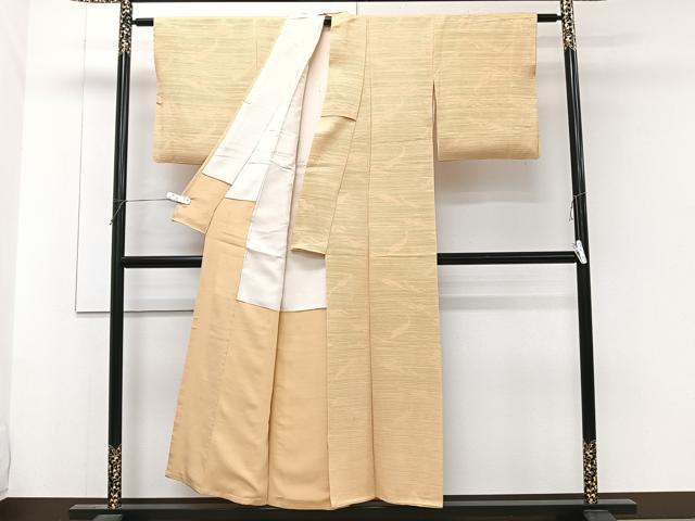 平和屋着物■上質な色無地　紋意匠　萱草色　正絹　逸品　CABF8191xi
