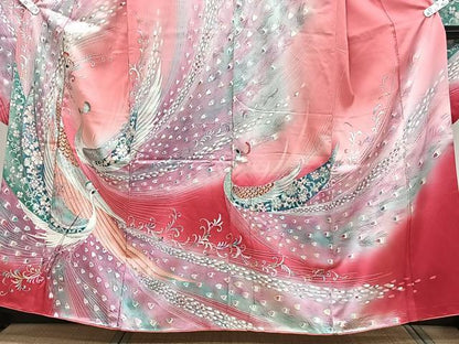 平和屋着物■豪華振袖 孔雀花唐草文 銀彩 正絹 逸品 CABF8195xi
