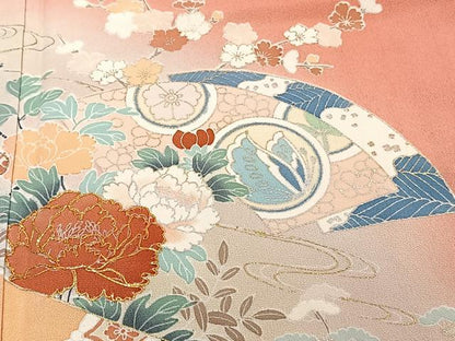 平和屋着物■訪問着 駒刺繍 流水花蝶文 暈し染め 金銀彩 正絹 逸品 CABF8197xi