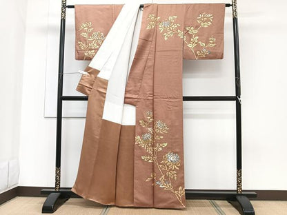 平和屋着物■訪問着 刺繍 枝菊文 金彩 正絹 逸品 CABF8198xi
