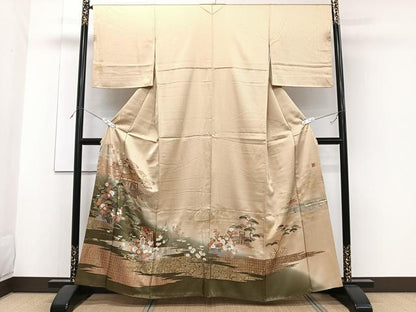 平和屋着物■色留訪問着 作家物 雲取り風景文 松竹梅 暈し染め 金銀彩 正絹 逸品 CABF8202xi