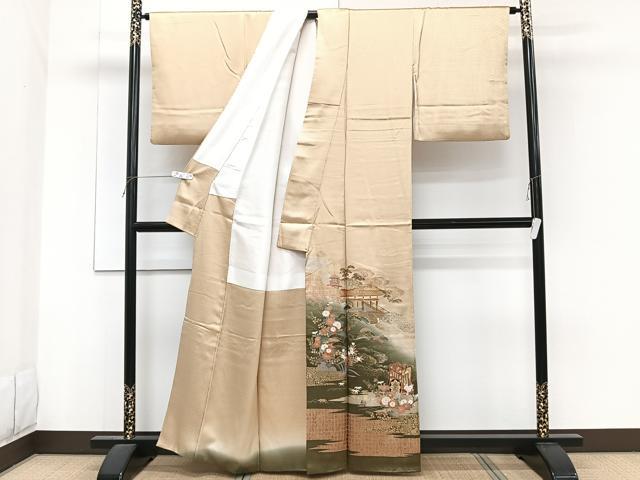 平和屋着物■色留訪問着 作家物 雲取り風景文 松竹梅 暈し染め 金銀彩 正絹 逸品 CABF8202xi
