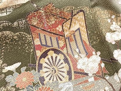 平和屋着物■色留訪問着 作家物 雲取り風景文 松竹梅 暈し染め 金銀彩 正絹 逸品 CABF8202xi