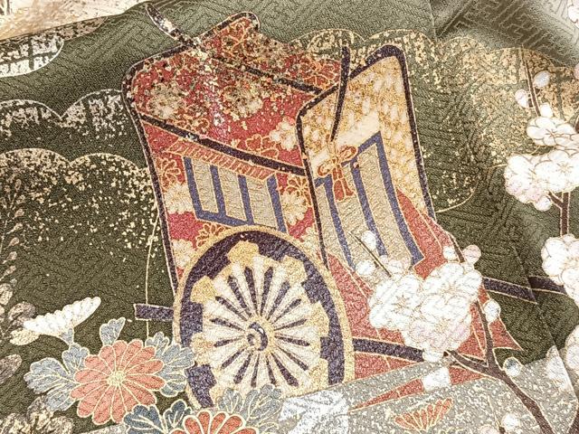 平和屋着物■色留訪問着 作家物 雲取り風景文 松竹梅 暈し染め 金銀彩 正絹 逸品 CABF8202xi