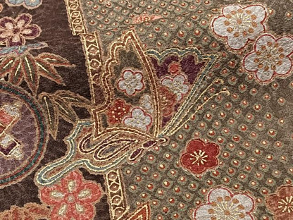 平和屋着物■上質な小紋 間道花蝶文 金彩 正絹 逸品 CABF8204xi