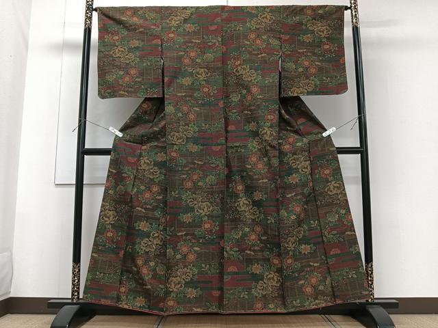 平和屋着物■上質な紬 絵霞草花文 正絹 逸品 未使用 CABF8208xi