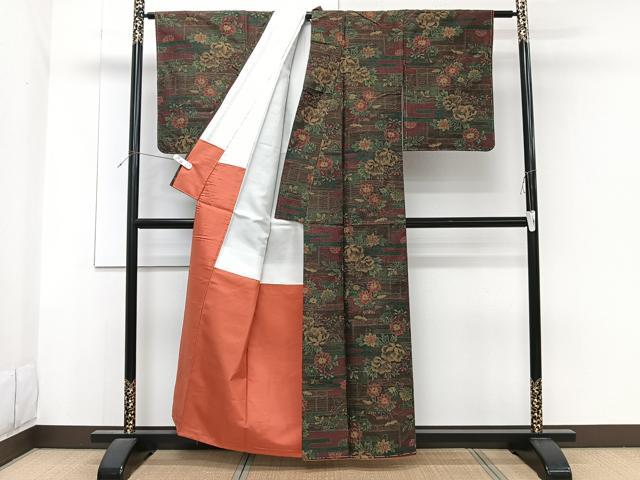 平和屋着物■上質な紬 絵霞草花文 正絹 逸品 未使用 CABF8208xi