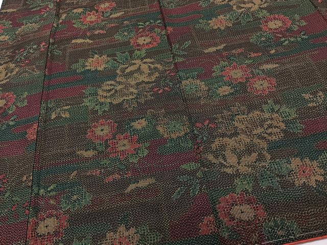 平和屋着物■上質な紬 絵霞草花文 正絹 逸品 未使用 CABF8208xi
