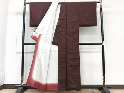 平和屋着物■上質な紬 横段草花文 正絹 逸品 CABF8213xi