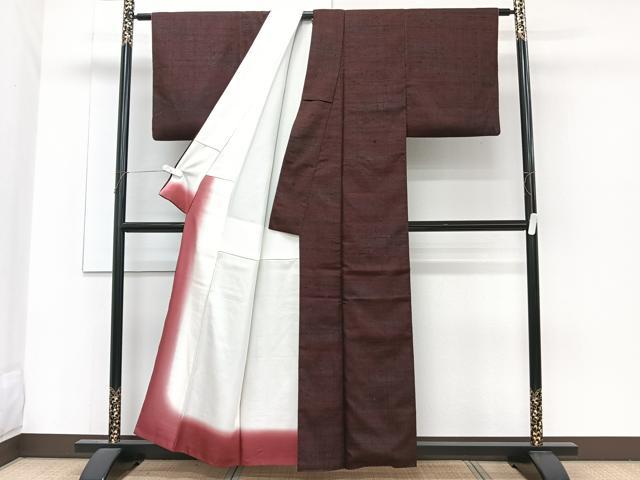 平和屋着物■上質な紬 横段草花文 正絹 逸品 CABF8213xi