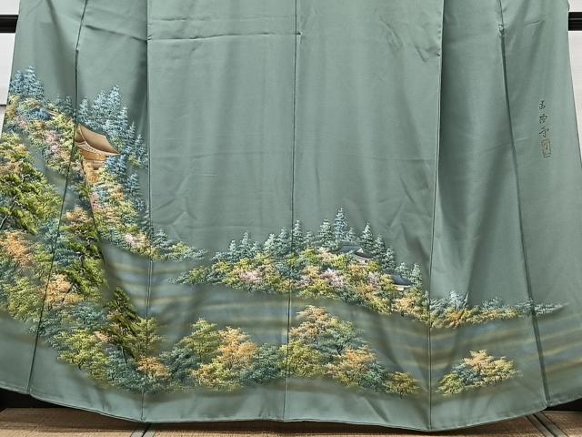 平和屋着物■豪華色留袖 鮫小紋柄 手描き 法隆寺 暈し染め 金彩 正絹 逸品 CABF8216xi