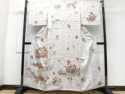 平和屋着物■訪問着 刺繍 御所解花文 松竹梅 金彩 正絹 逸品 CABF8217xi
