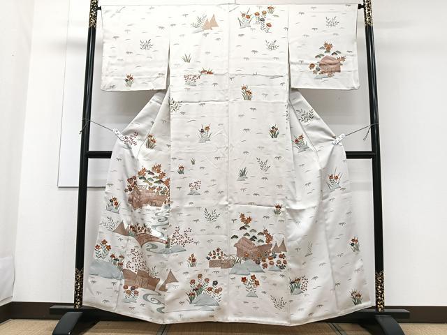 平和屋着物■訪問着 刺繍 御所解花文 松竹梅 金彩 正絹 逸品 CABF8217xi