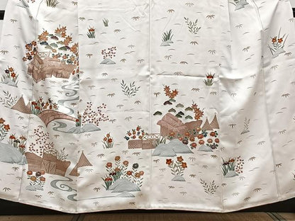 平和屋着物■訪問着 刺繍 御所解花文 松竹梅 金彩 正絹 逸品 CABF8217xi