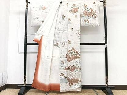 平和屋着物■訪問着 刺繍 御所解花文 松竹梅 金彩 正絹 逸品 CABF8217xi