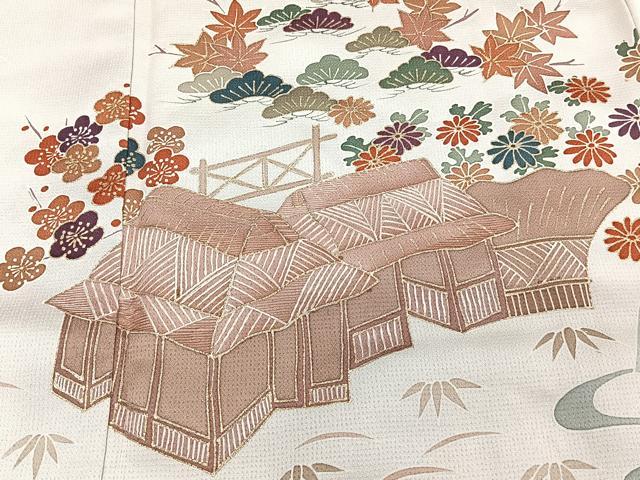 平和屋着物■訪問着 刺繍 御所解花文 松竹梅 金彩 正絹 逸品 CABF8217xi