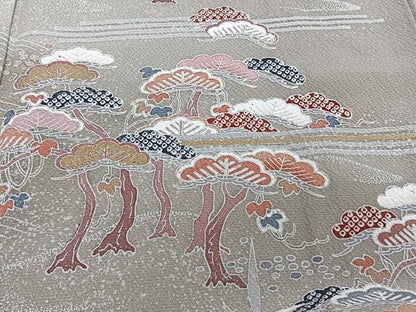 平和屋着物■訪問着 枝松船食器文 暈し染め 金彩 正絹 逸品 CABF8219xi
