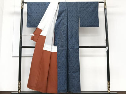 平和屋着物■本場大島紬 菱花文 正絹 逸品 CABF8223xi