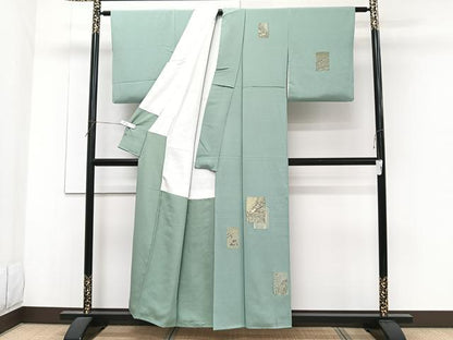 平和屋着物■訪問着 色紙風景文 寿光織 金糸 正絹 逸品 CABF8225xi