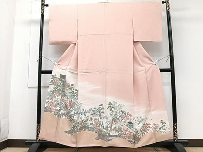 平和屋着物■豪華色留袖 御所車人物風景文 寿光織 金糸 正絹 逸品 CABF8226xi