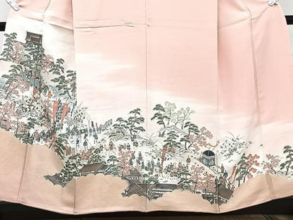 平和屋着物■豪華色留袖 御所車人物風景文 寿光織 金糸 正絹 逸品 CABF8226xi