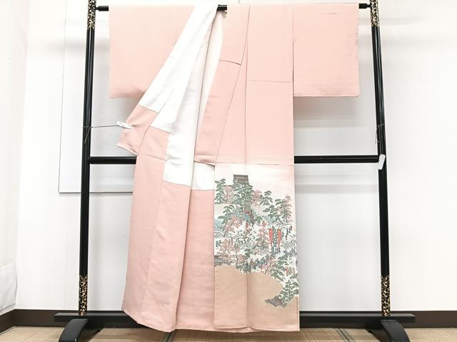 平和屋着物■豪華色留袖 御所車人物風景文 寿光織 金糸 正絹 逸品 CABF8226xi