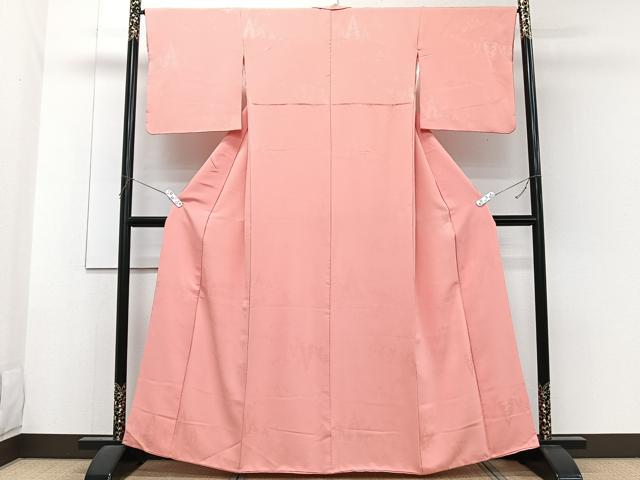 平和屋着物■上質な色無地 樹林地紋 薄紅色 正絹 逸品 CABF8234xi