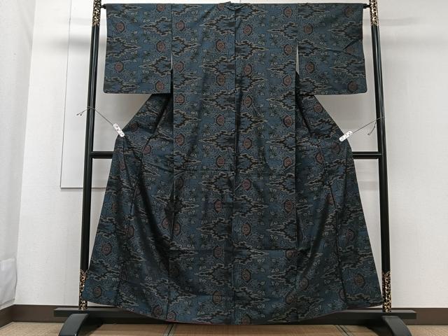 平和屋着物■本場大島紬 横絣 草花文 正絹 逸品 CABF8235xi