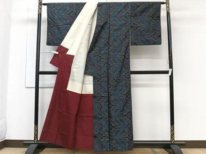 平和屋着物■本場大島紬 横絣 草花文 正絹 逸品 CABF8235xi