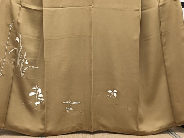 平和屋着物■訪問着 駒刺繍 流水草花文 金彩 正絹 逸品 CABF8237xi