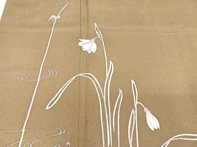平和屋着物■訪問着 駒刺繍 流水草花文 金彩 正絹 逸品 CABF8237xi