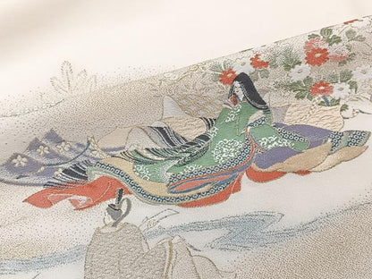 平和屋着物■豪華色留袖 人物風景文 寿光織 金糸 正絹 逸品 CABF8242xi