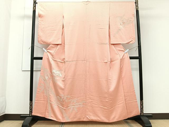 平和屋着物■訪問着 絞り 刺繍 扇笹花文 正絹 逸品 CABF8251xi