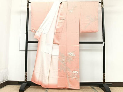 平和屋着物■訪問着 絞り 刺繍 扇笹花文 正絹 逸品 CABF8251xi