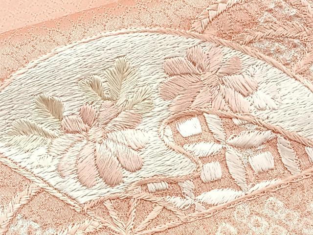 平和屋着物■訪問着 絞り 刺繍 扇笹花文 正絹 逸品 CABF8251xi