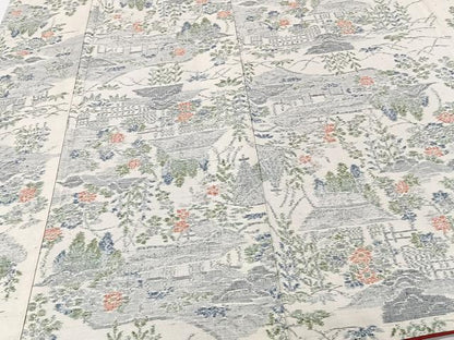 平和屋着物■小千谷紬　風景文　正絹　逸品　未使用　CABF8252xi
