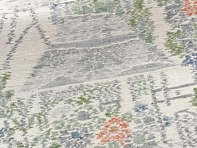 平和屋着物■小千谷紬　風景文　正絹　逸品　未使用　CABF8252xi