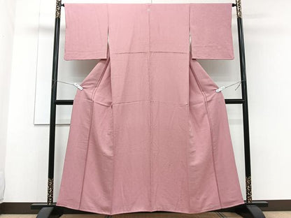 平和屋着物■上質な色無地 花地紋 紅梅色 正絹 逸品 CABF8254xi