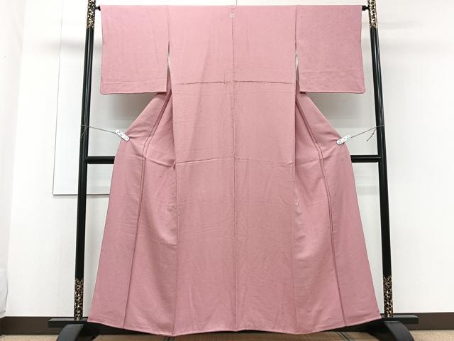 平和屋着物■上質な色無地 花地紋 紅梅色 正絹 逸品 CABF8254xi