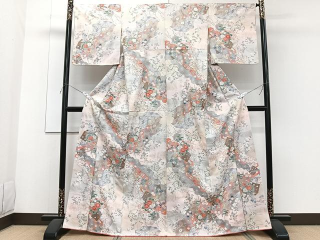 平和屋着物■上質な小紋 色紙重ね花文 金銀彩 正絹 逸品 CABF8256xi