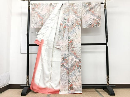 平和屋着物■上質な小紋 色紙重ね花文 金銀彩 正絹 逸品 CABF8256xi