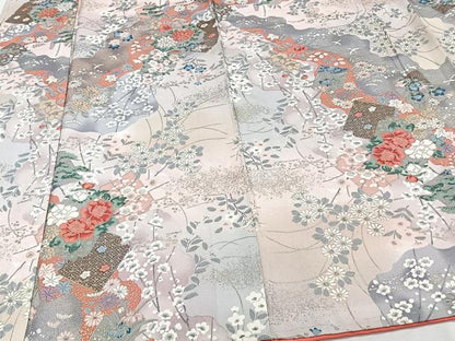 平和屋着物■上質な小紋 色紙重ね花文 金銀彩 正絹 逸品 CABF8256xi